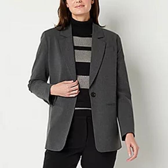 NWT Worthington Gray Single Button Relaxed Fit Blazer Jacket Women's Size XXL - Picture 1 of 5